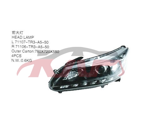 For Honda 2042614 Accord head Lamp l 71107-tr3-a5-50 R 71106-tr3-a5-50, Accord Car Parts Shipping Price, Honda   Car Body PartsL 71107-TR3-A5-50 R 71106-TR3-A5-50