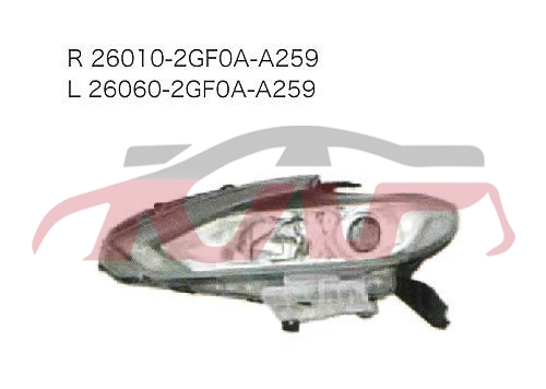 For Nissan 20101916 Teana/altima head Lamp r 26010-2gf0a-a259 L  26060-2gf0a-a259, Nissan  Auto Head Lamp, Teana Auto Parts CatalogR 26010-2GF0A-A259 L  26060-2GF0A-A259