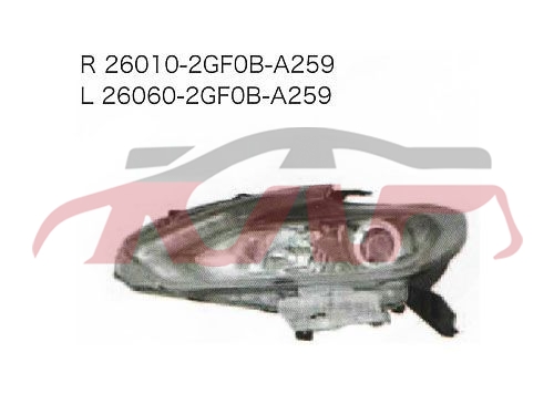 For Nissan 20101916 Teana/altima head Lamp r 26010-2gf0b-a259 L 26060-2gf0b-a259, Teana Automotive Parts, Nissan  HeadlampR 26010-2GF0B-A259 L 26060-2GF0B-A259